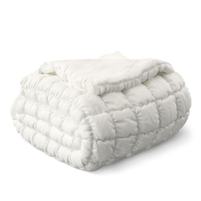 Kids Twin Puffy Comforter Set - White, 2 Pieces, Cloud Pattern