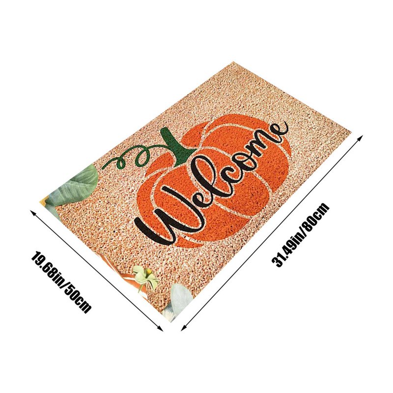 Halloween Pumpkin Area Rug - Black and Yellow Non-Slip Floor Mat, 19.67x31.49 Inches - Variation L
