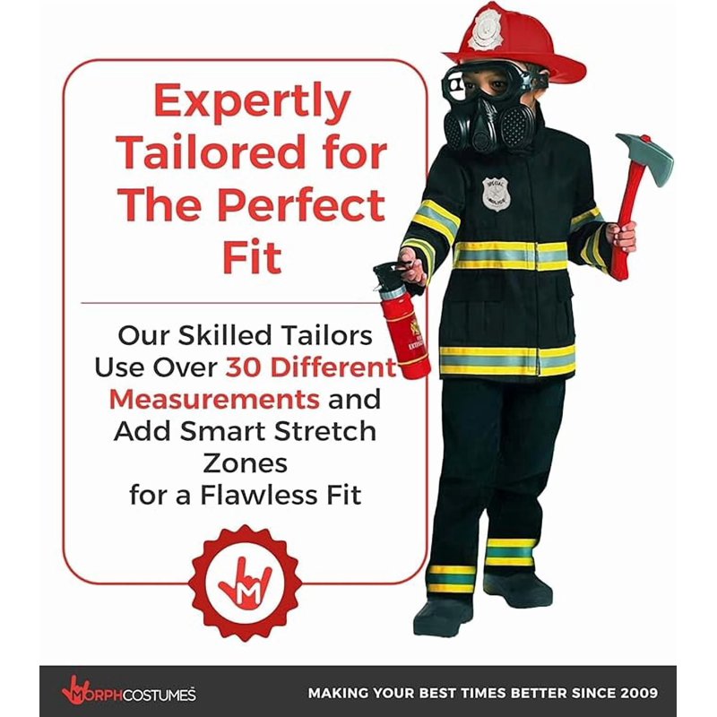 Morph Boys Firefighter Fancy Dress Costume Helmet & Mask L Variation