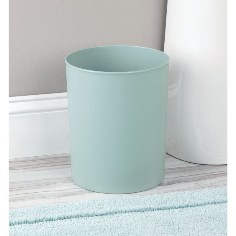 Round Bathroom Wastebasket - BPA-Free Plastic, Aqua