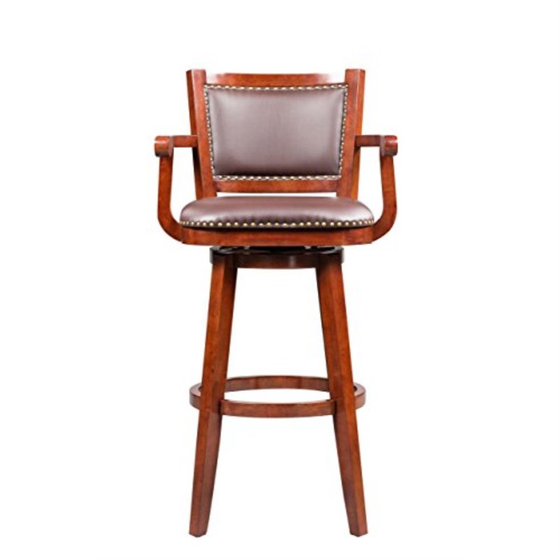 Broadmoor Bar Height Swivel Wood Bar Stool with Arms - Cherry