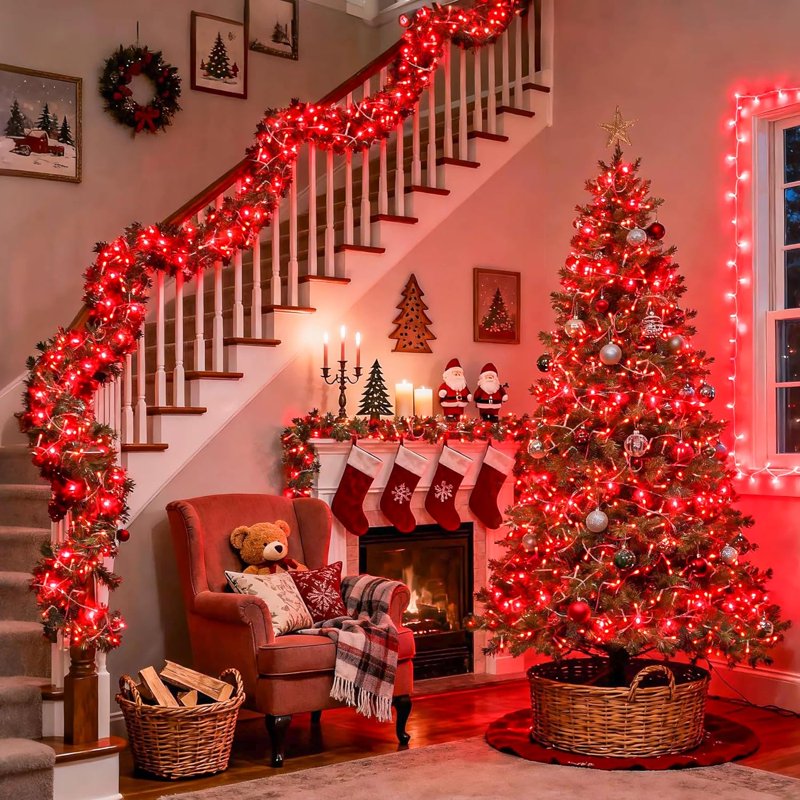 Red Christmas String Lights 66ft 200 LED Indoor Outdoor with 8 Modes