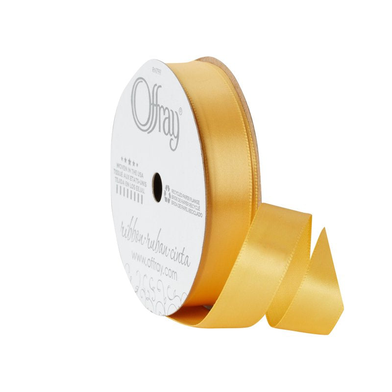 Mustard Yellow Satin Ribbon 5/8 Inch Single Face Polyester, 18 Feet - Craft & Sewing