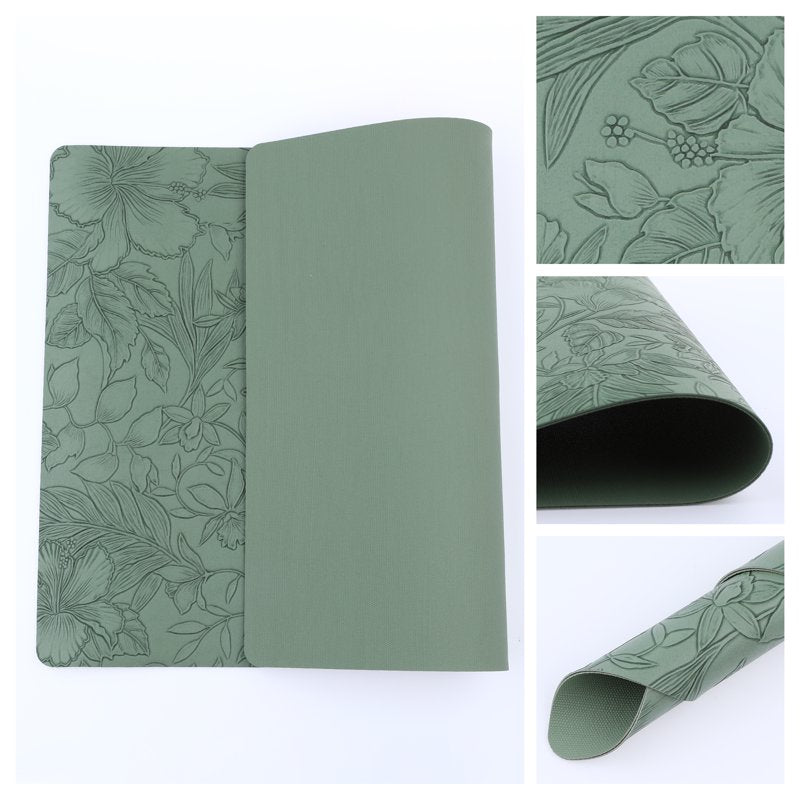 Faux Leather Placemats Set of 6 for Kitchen Dining - Green