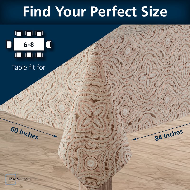 Boho Medallion Tablecloth - 60" x 84" Durable Fabric