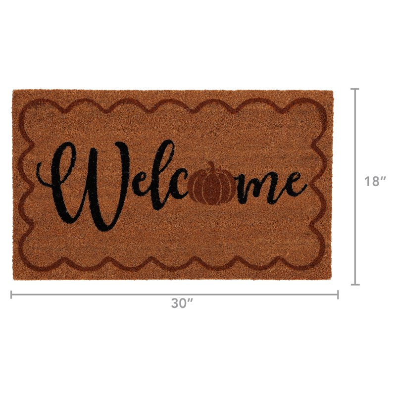 My Texas House Fall Multicolor Welcome Pumpkin Outdoor Coir Doormat - 18 x 30 Inches, Under 2x3