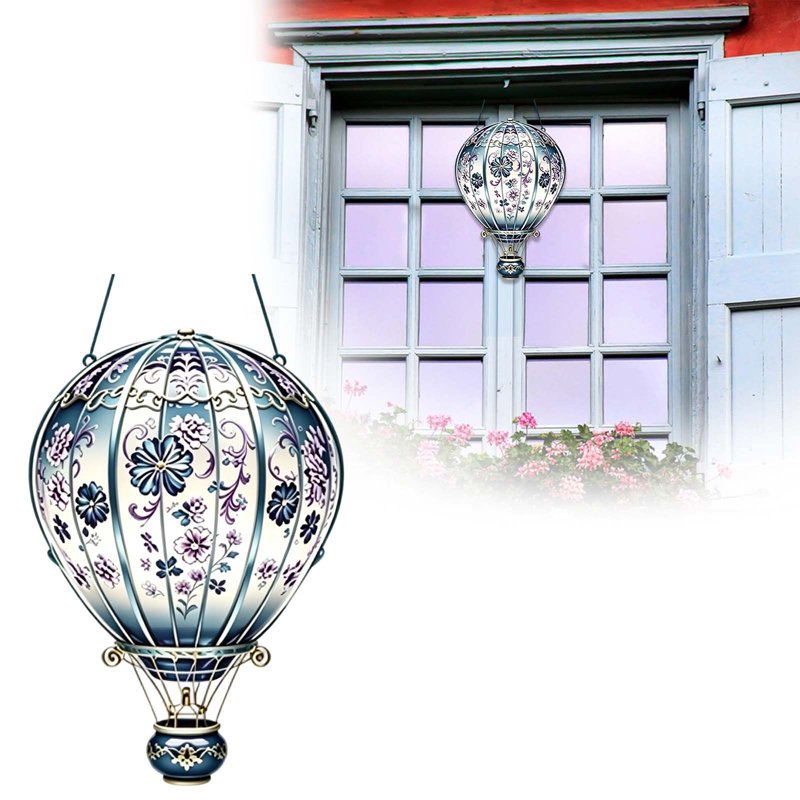 Hot Air Balloon Acrylic Ornament - Window & Garden Hanging Decor - Variation 037
