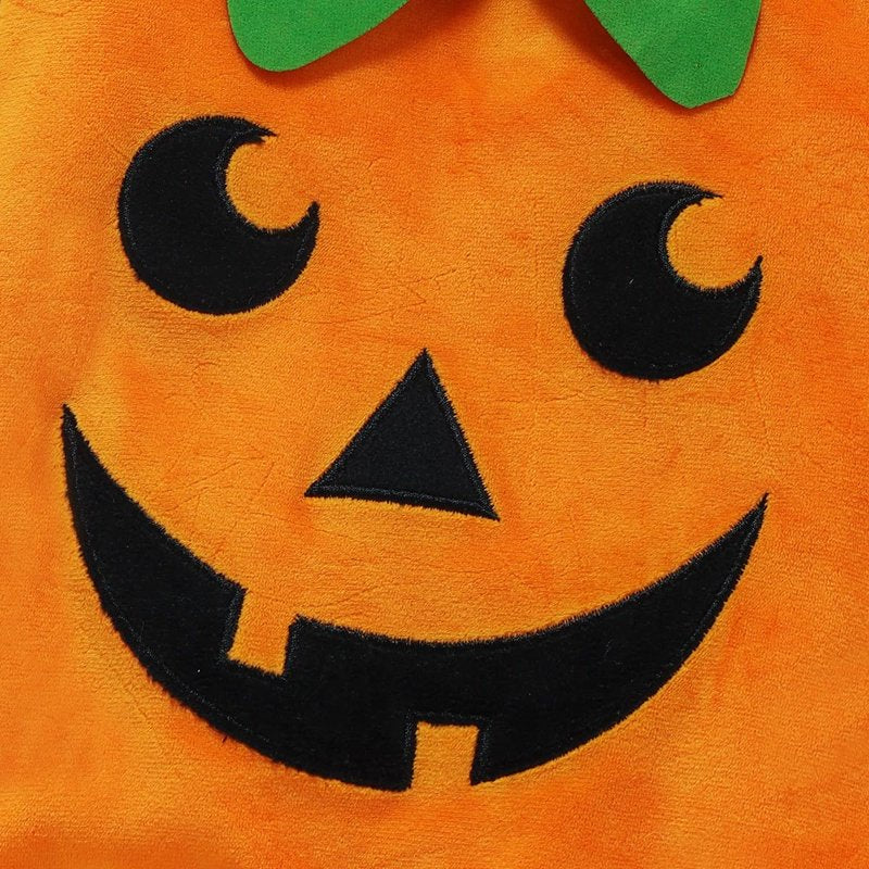 Baby Pumpkin Costume Set - Jumpsuit Hat Shoes for 0-6 Months - Variation #02