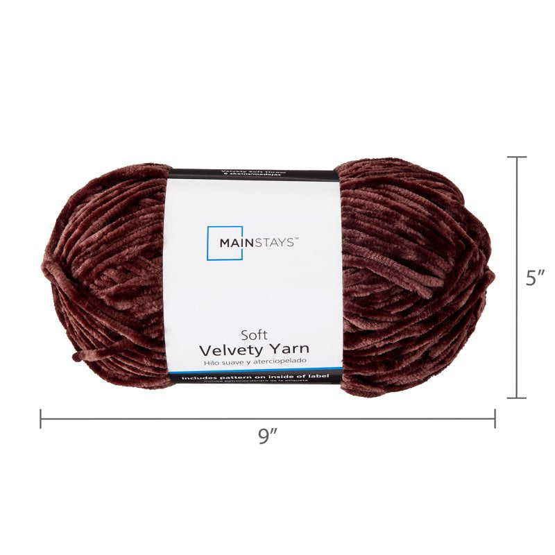 Velvety Yarn for Knitting & Crocheting - Warm Chocolate, 315 yd - Mainstays