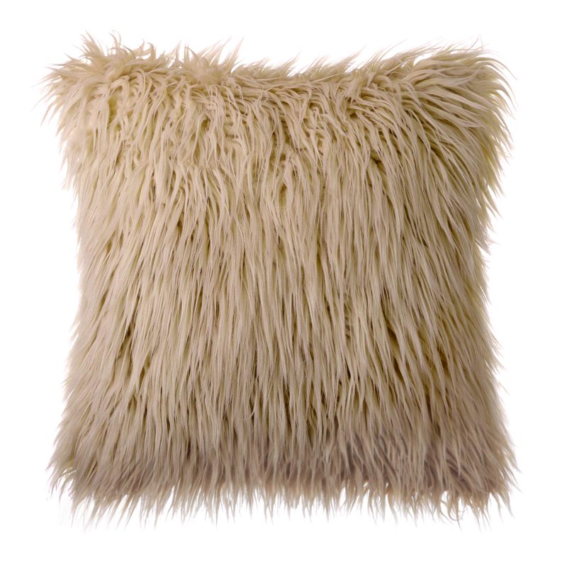 Decorative Faux Fur Throw Pillow - 20x20 Yellow Solid Print, Chic Home Accent