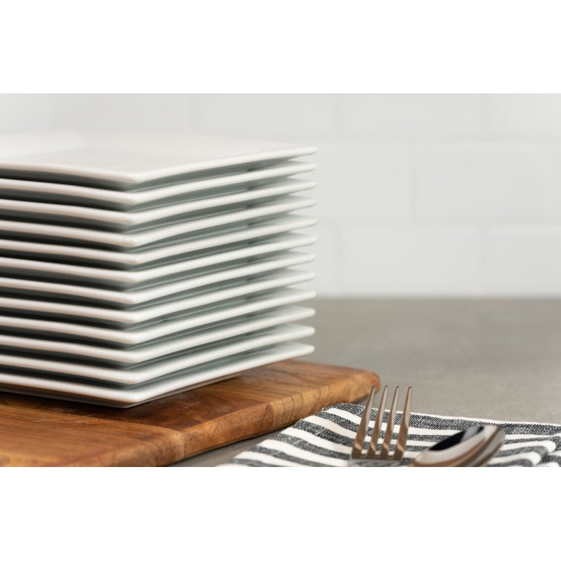 Square Ceramic Appetizer Plates - Set of 12, 6"