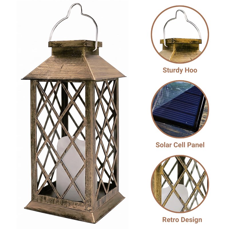 Outdoor Solar Lantern Set - Flickering Flameless Candle Lights for Garden & Patio - 2 Pack