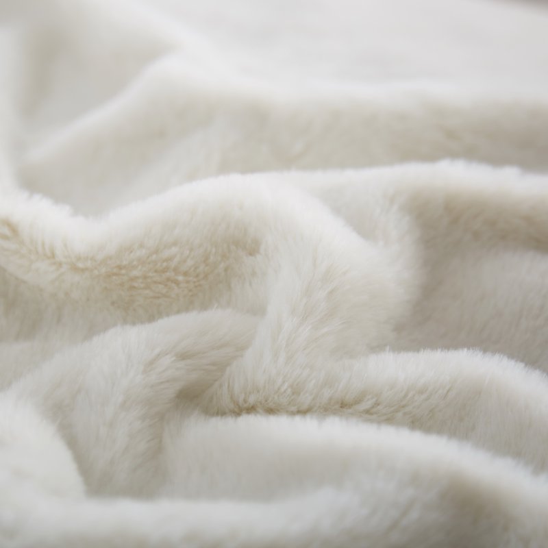 Full Size Faux Rabbit Fur Duvet Set with Sham - White, 3-Piece Bedding
