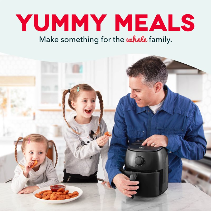 Electric Air Fryer Oven - 6 Qt Family Size, 1700W, Black