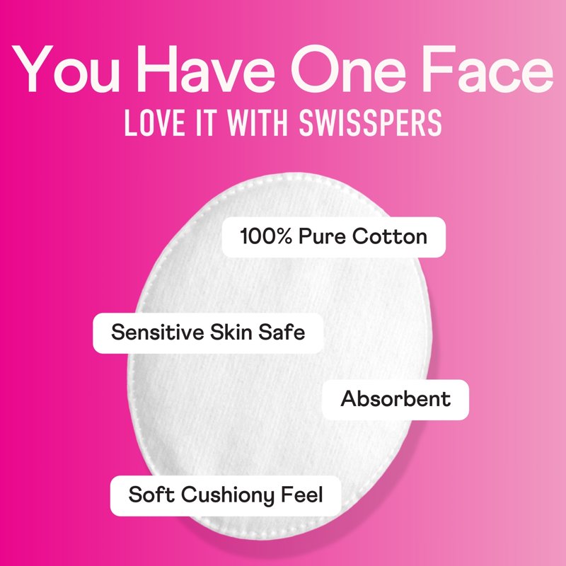 Premium Cotton Facial Ovals - Soft Dual-Sided Skincare Pads, 50 Count