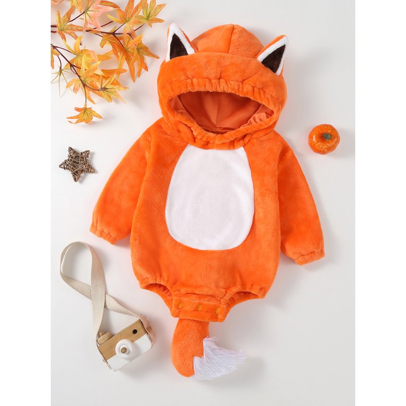 Baby Animal Halloween Costume Romper - Hooded Fall Jumpsuit for 0-24 Months