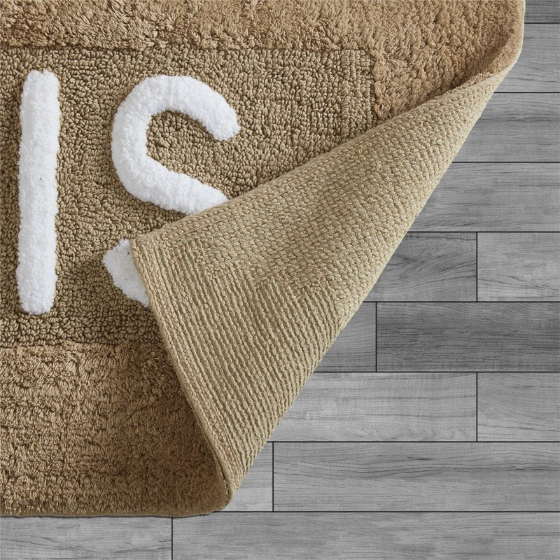 Cotton Bath Rug 21x34 Inches Linen His - Non-Slip Absorbent Bathroom Mat