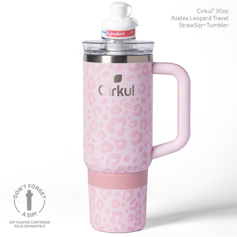 30oz Travel Stainless Steel Tumbler with Handle - Azalea Leopard