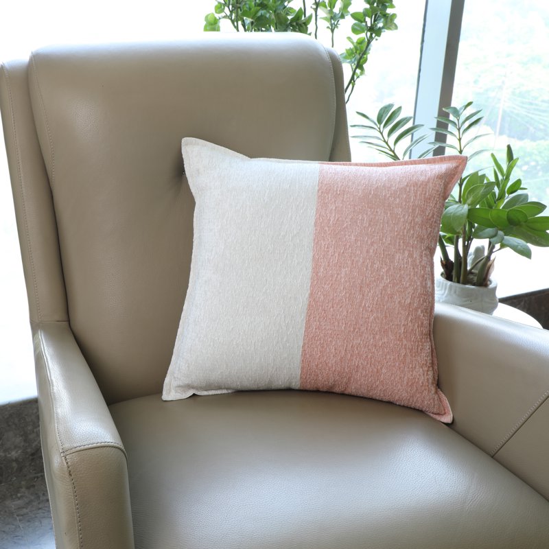 Pink Two-Tone Decorative Throw Pillow 18x18in - Soft Polyester Cotton Cover - Recycled Fill - Zippered & Washable - Pink