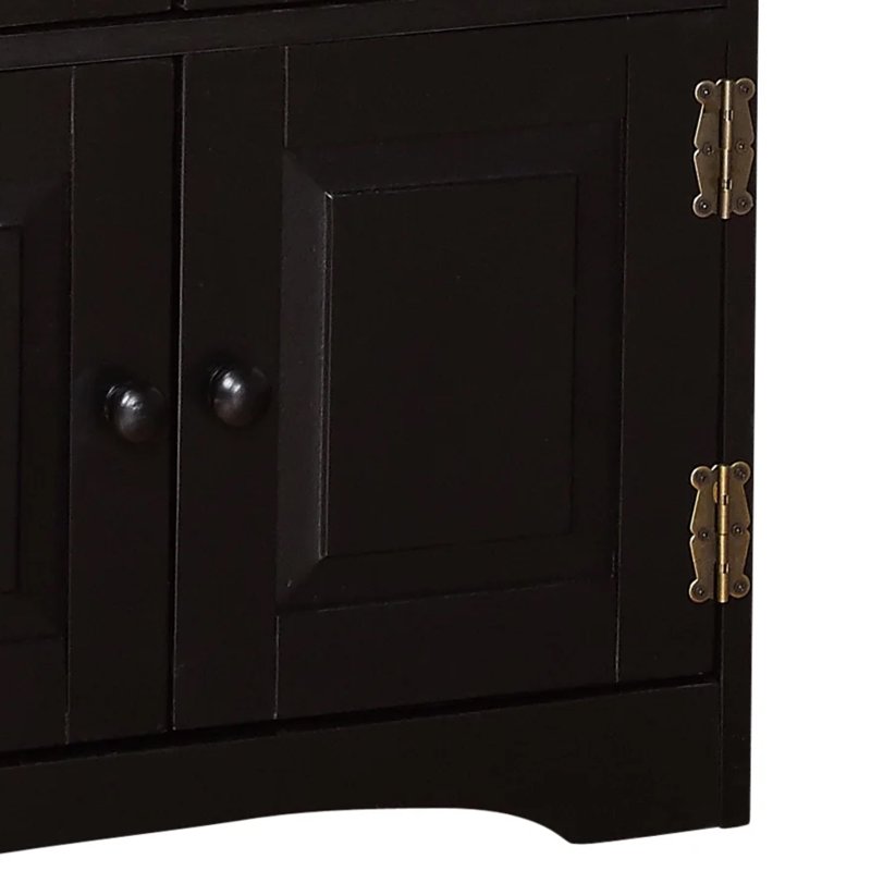 Contemporary 4-Door Vertical Wall Cabinet with Shelves - Black