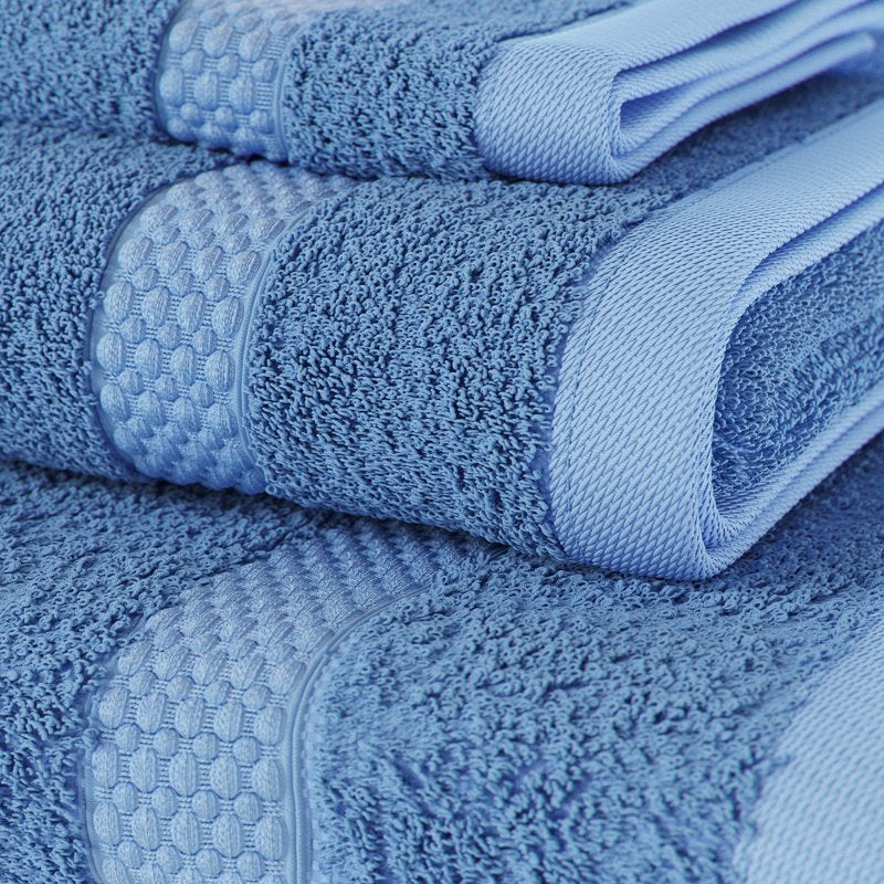 Drew Barrymore Beautiful 6-Piece Dobby Bath Towel Set - Winter Sky, 100% Cotton
