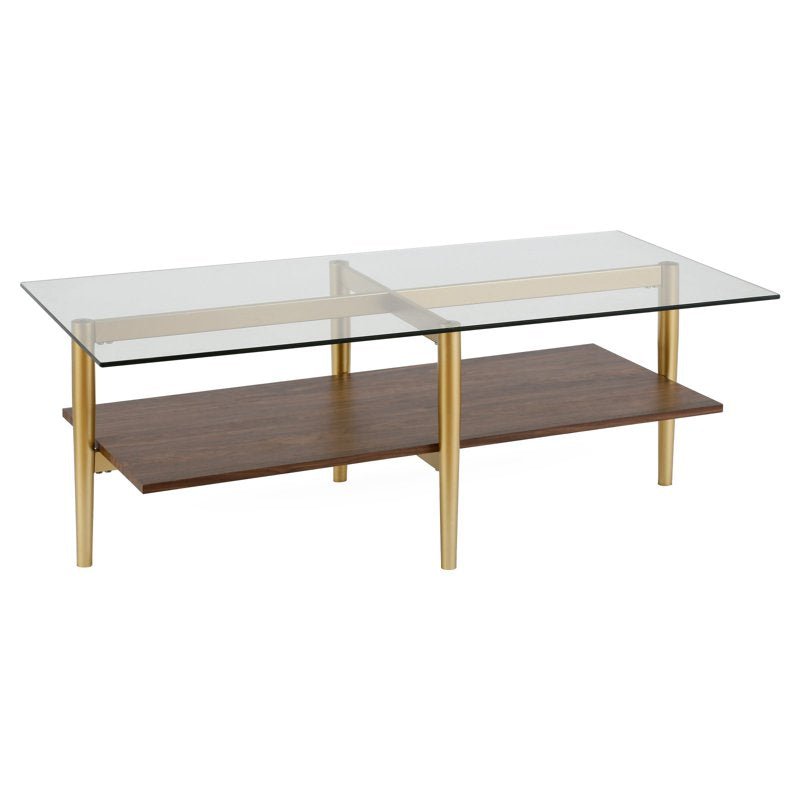 47" Wide Rectangular Coffee Table with Faux Marble Shelf