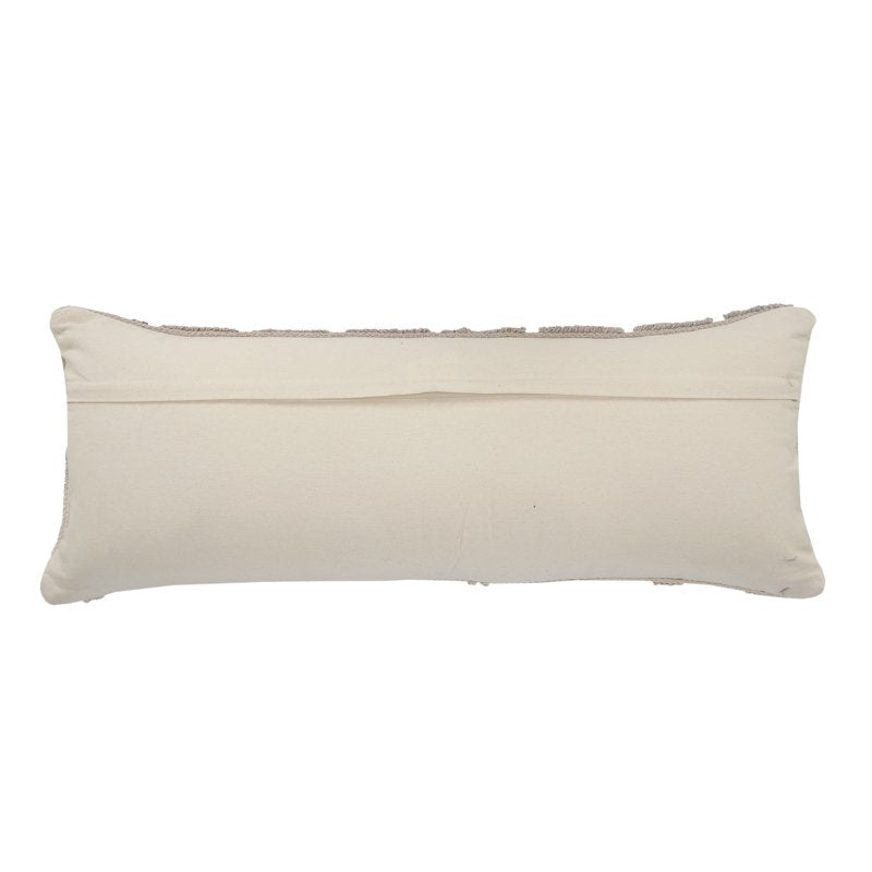 Ox Bay Miles 14x36 Inch Gray Tan Geometric Cotton Throw Pillow - Handmade