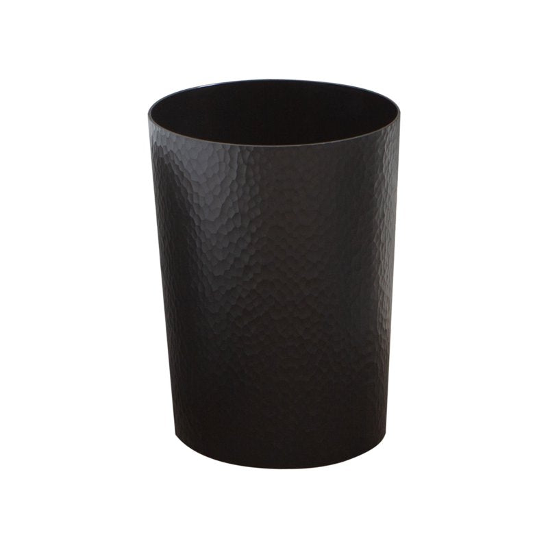10 Liter Hammered Textured Plastic Bathroom Wastebasket - Black
