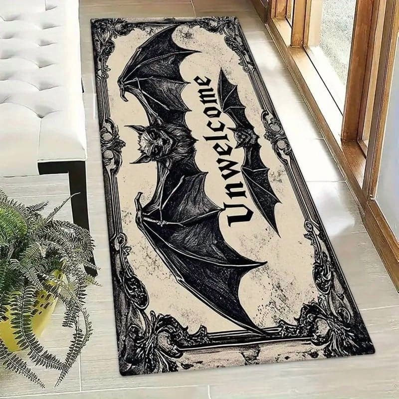 Gothic Halloween Doormat - Scraper Style Entry Door Mat for Porch & Kitchen