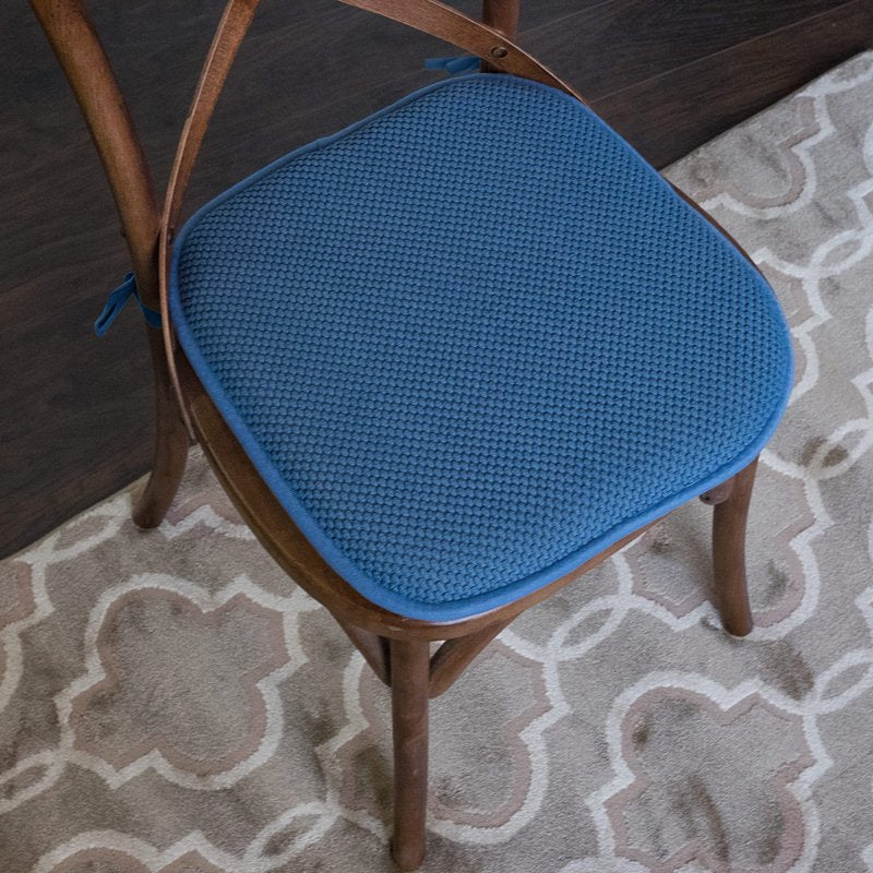 Memory Foam Honeycomb Chair Cushion Pad with Ties - 2-Pack, Blue