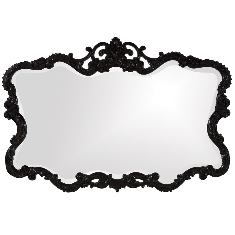 Decorative Wall Mirror with Ornate Frame - Black Finish, 27x38 Inch