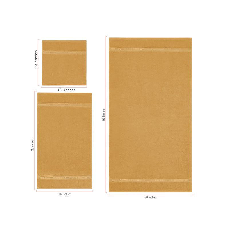 Drew Barrymore 6-Piece Dobby Bath Towel Set - Amber Yellow, Soft 100% Cotton, Spa-Style