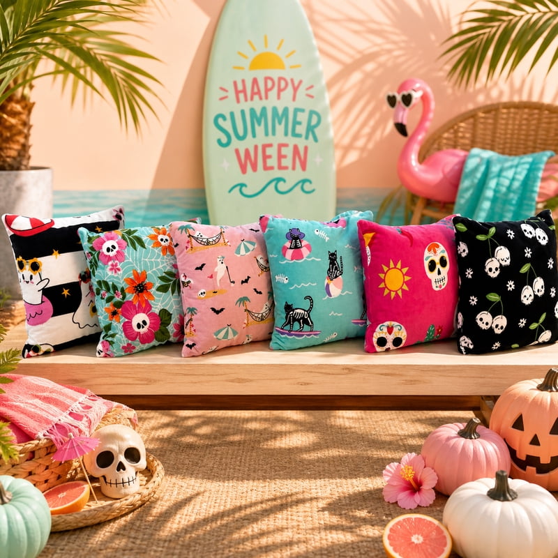Summerween 18x18 Plush Decorative Pillow - Retirement Ghost