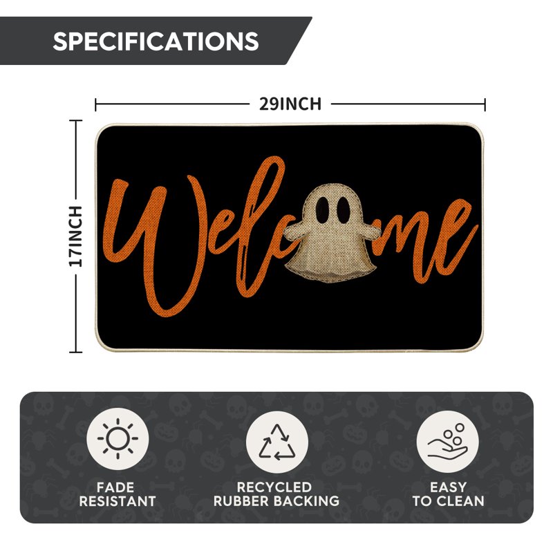 Halloween Welcome Doormat 17x29 Inch - Indoor Outdoor Door Rug E Variation