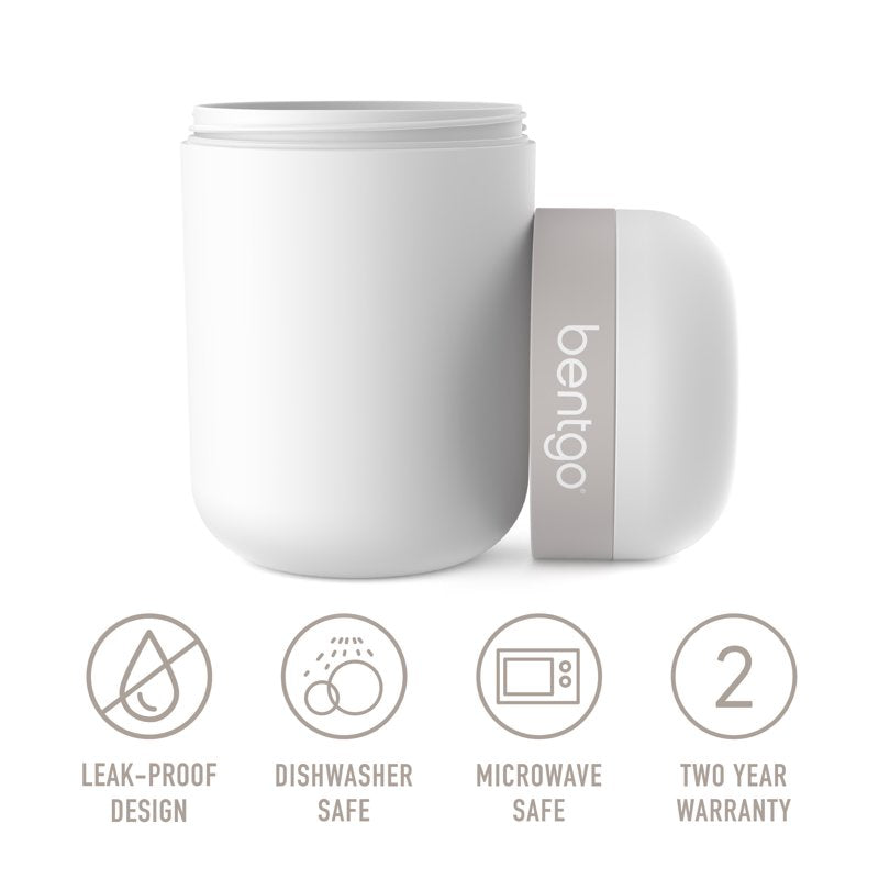 Reusable Snack Container - Leak-Proof Design, Dual-Sealing Lid, White