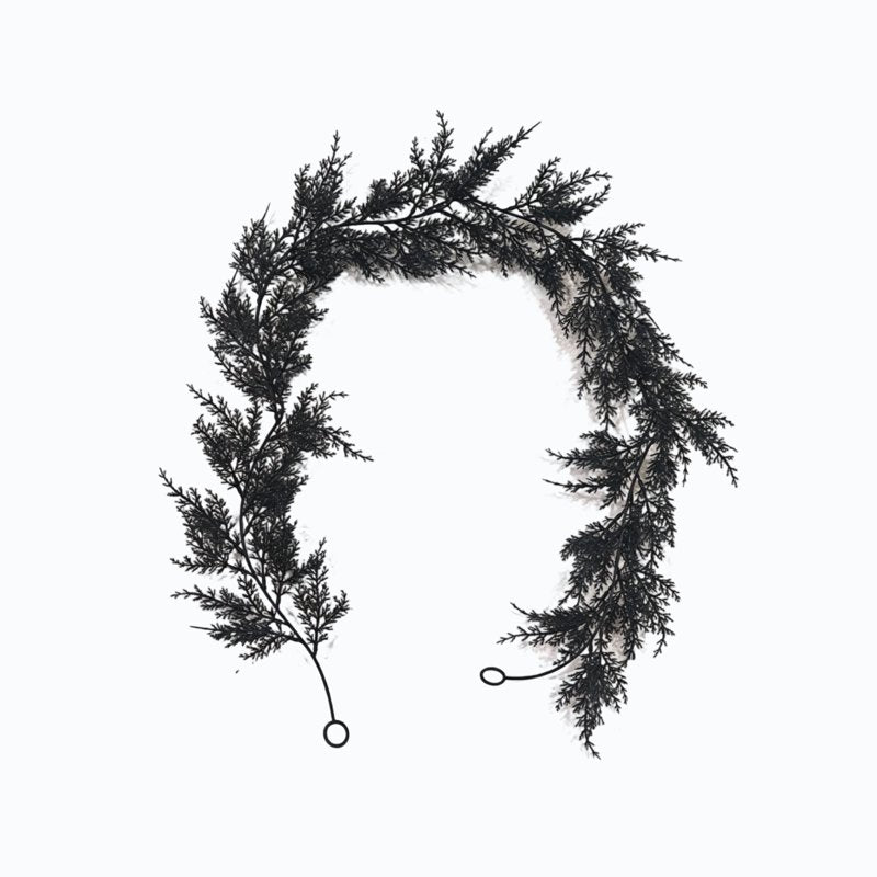 Black Rattan Garland Vines - 70.87in Faux Pine Needle Twig Decor for Holiday & Home