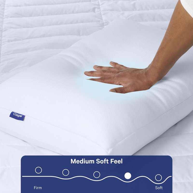 Cooling Pillow King Size - Casper Sleep Essential, Medium Profile, Fluffable Support