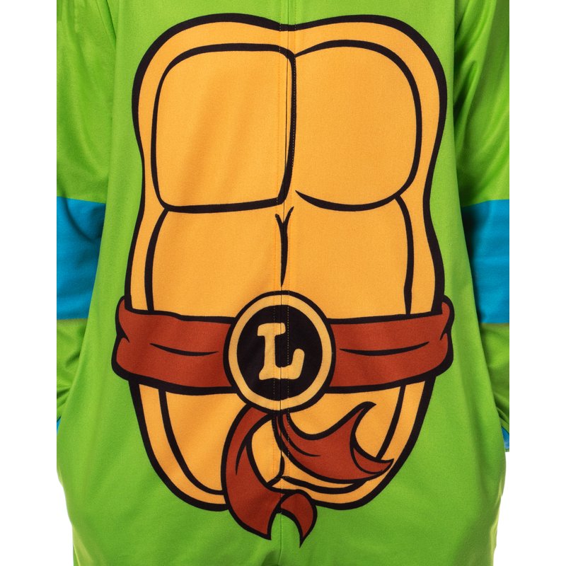 Kids Blue Teenage Mutant Ninja Turtles Hooded Union Suit - TMNT Pajama Costume
