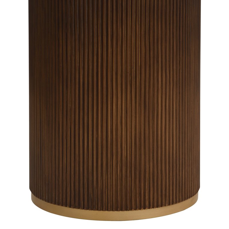 88" Modern Oval Dining Table - Fluted Double Cylinder Base, Walnut