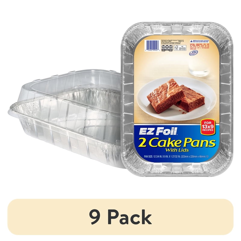 Disposable Cake Pans with Lids - 13 x 9 in, 2 Count, 9 Pack