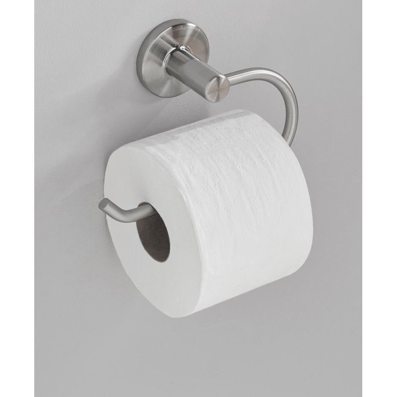 (3 Pack) Mainstays Modern Round Toilet Paper Holder, Satin Nickel - Wall Mount Bathroom Accessory
