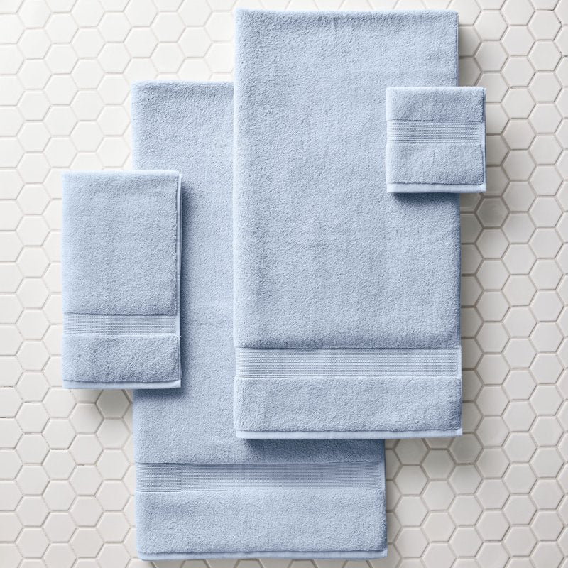 Better Homes & Gardens Soft Cotton Bath Towel Set - Blue Water, 4 Pieces