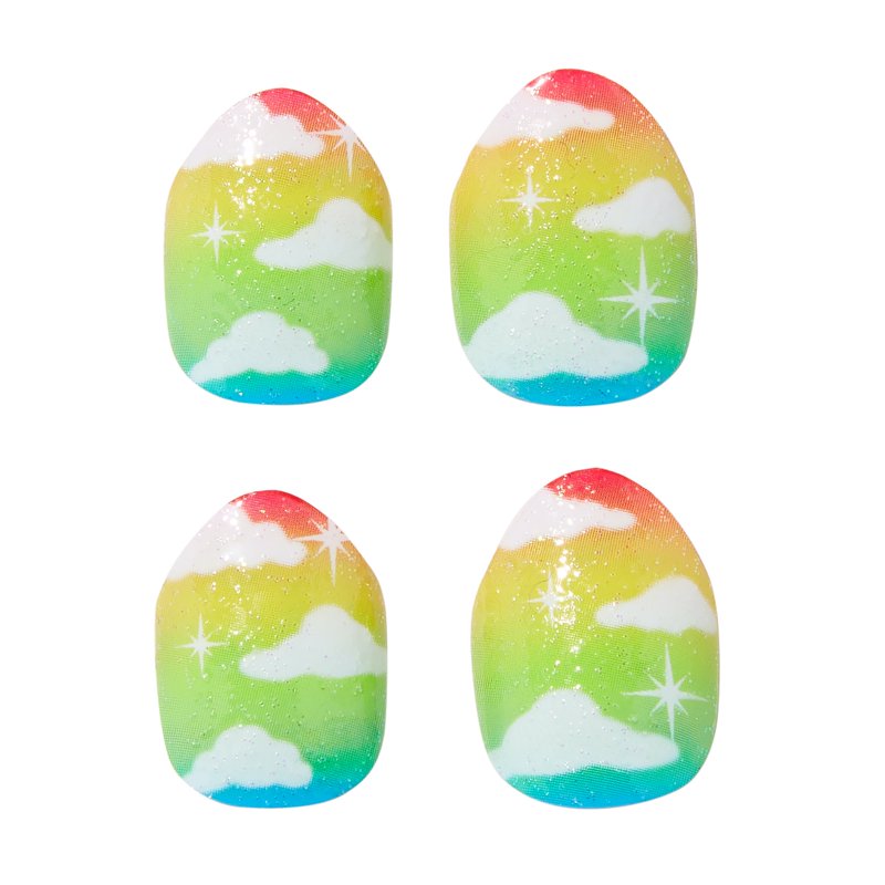 Rainbow Cloud Almond Shape Press-On Nails - 24-Pack