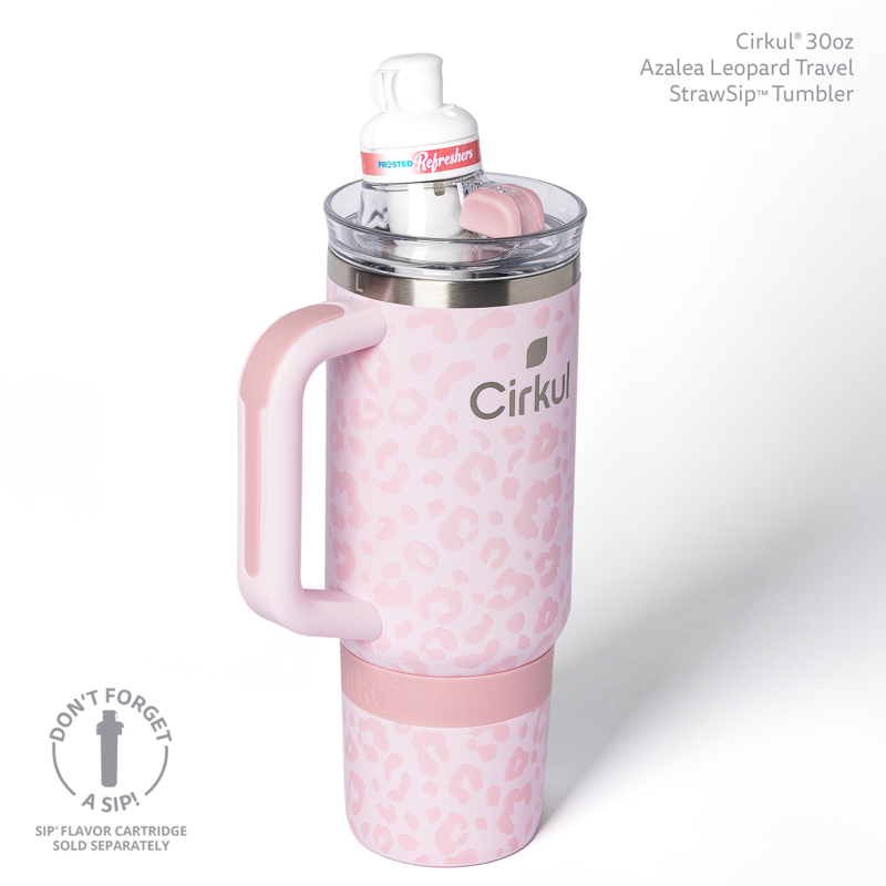 30oz Travel Stainless Steel Tumbler with Handle - Azalea Leopard