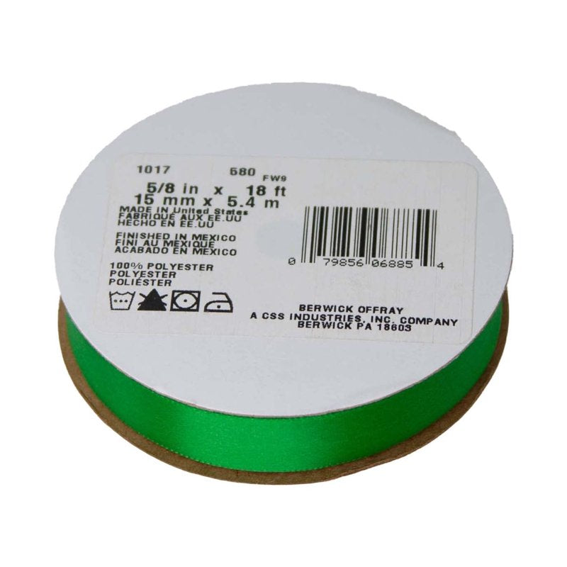 (3 Pack) Offray Emerald Green Satin Ribbon 5/8 Inch, 18 Feet - Craft & Sewing Supplies