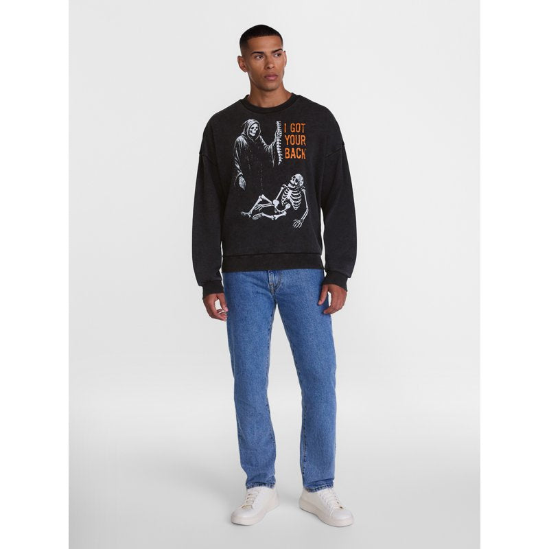 Men's Halloween Graphic Sweatshirt - Back Breaker, Black Soot XS