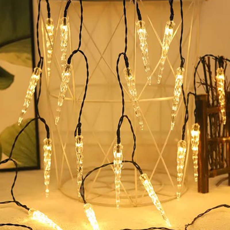 Solar Icicle Christmas Lights 21ft Yellow Outdoor Indoor Decor - Dusk to Dawn