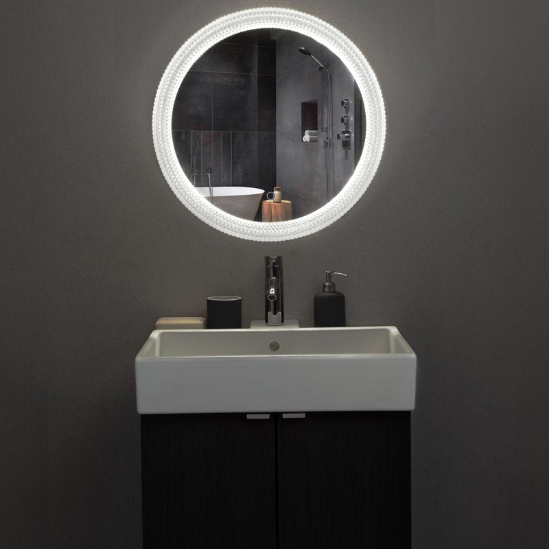 24-Inch Circular LED Anti-Fog Wall Mirror with RGB Lighting for Bathroom