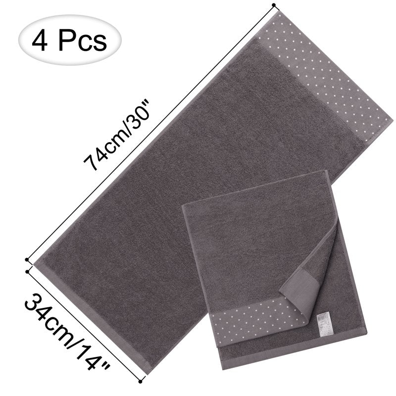 Taupe Gray Cotton Hand Towel Set - 600 GSM Absorbent 14 x 30 Inches, 4 Pieces