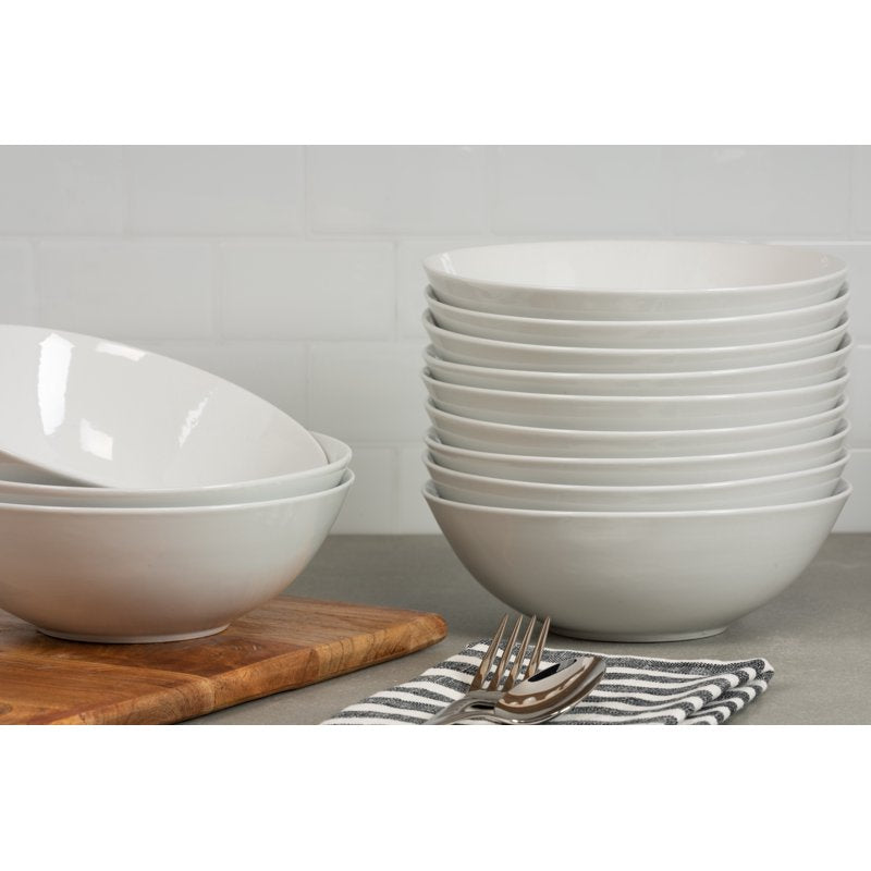 7.25" Ceramic Cereal Bowl Set of 12 - White Coupe